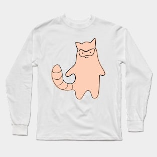 Cute Silly Simple Minimalist Pastel Orange Racoon Small Icon Long Sleeve T-Shirt